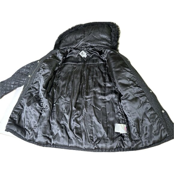Volcom Women’s Jacket XS Black Quilted Faux Fur Hood Wool Blend Coat - Picture 6 of 10